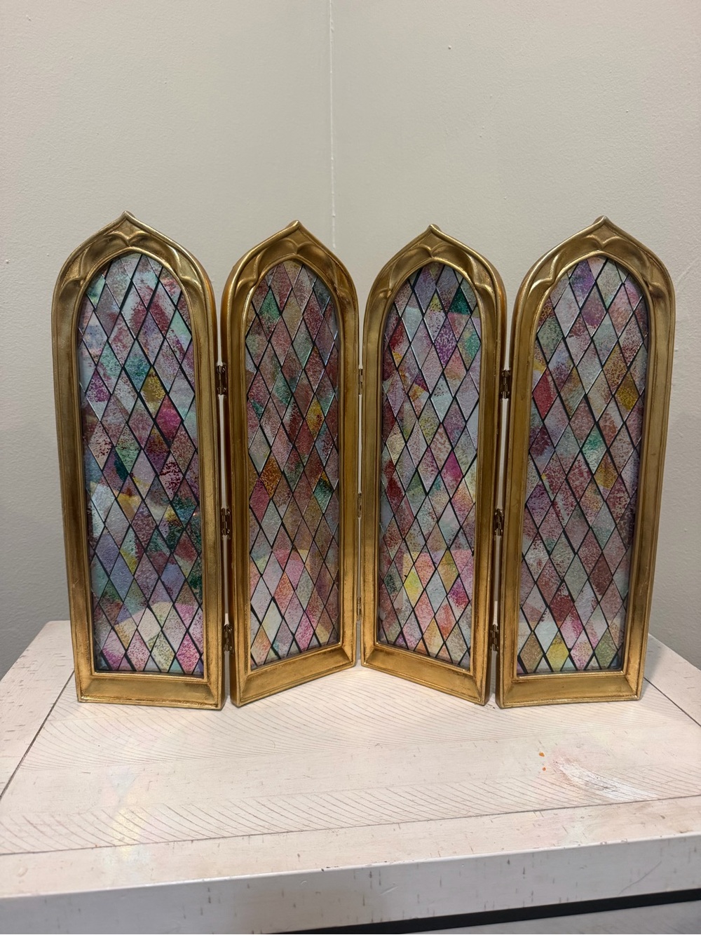 Valerie Parr Hill QVC 4-Panel Stained Glass Decorative Screen